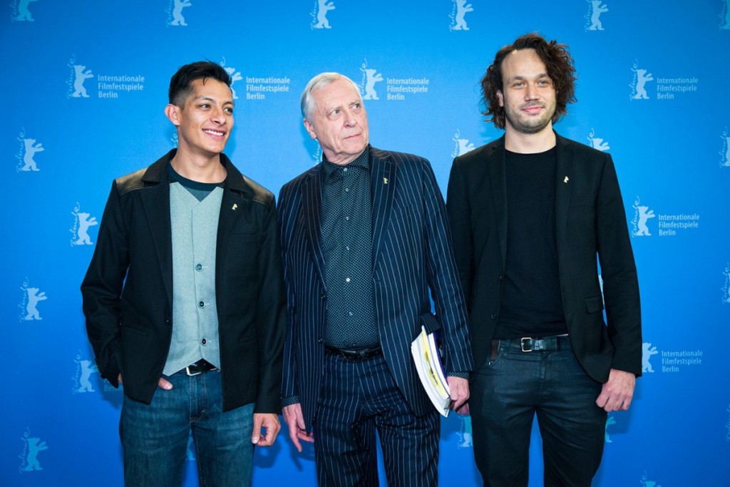 Luis Alberti, Peter Greenaway and Elmer Bäck, director and stars of Eisenstein in Guanajuato, at the Berlinale 2015 première