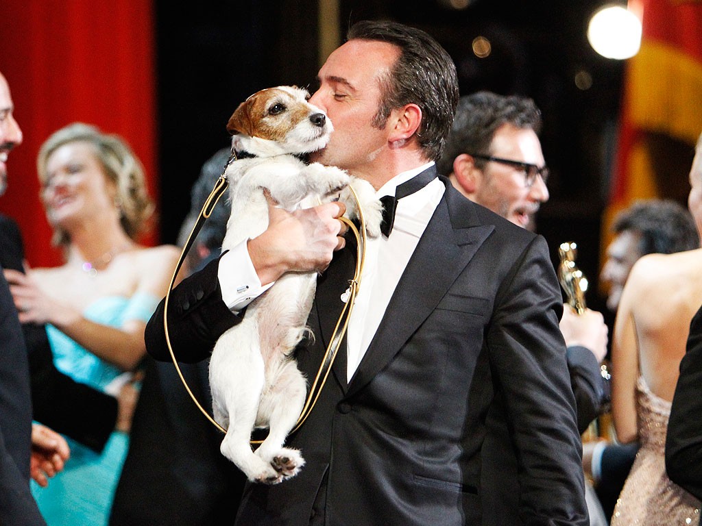Uggie the dog and Jean Dujardin, stars of The Artist (2011)