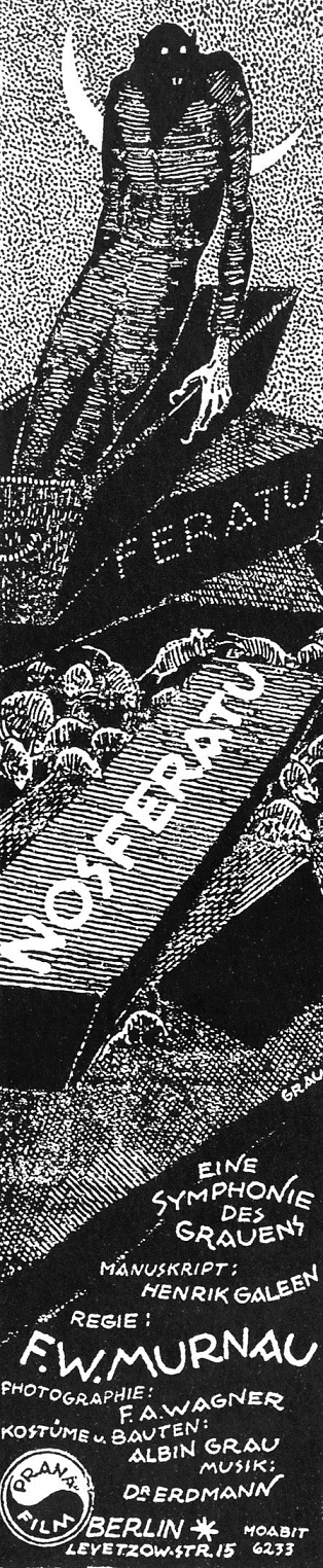 Nosferatu (1922) B&W coffins insert poster by Albin Grau
