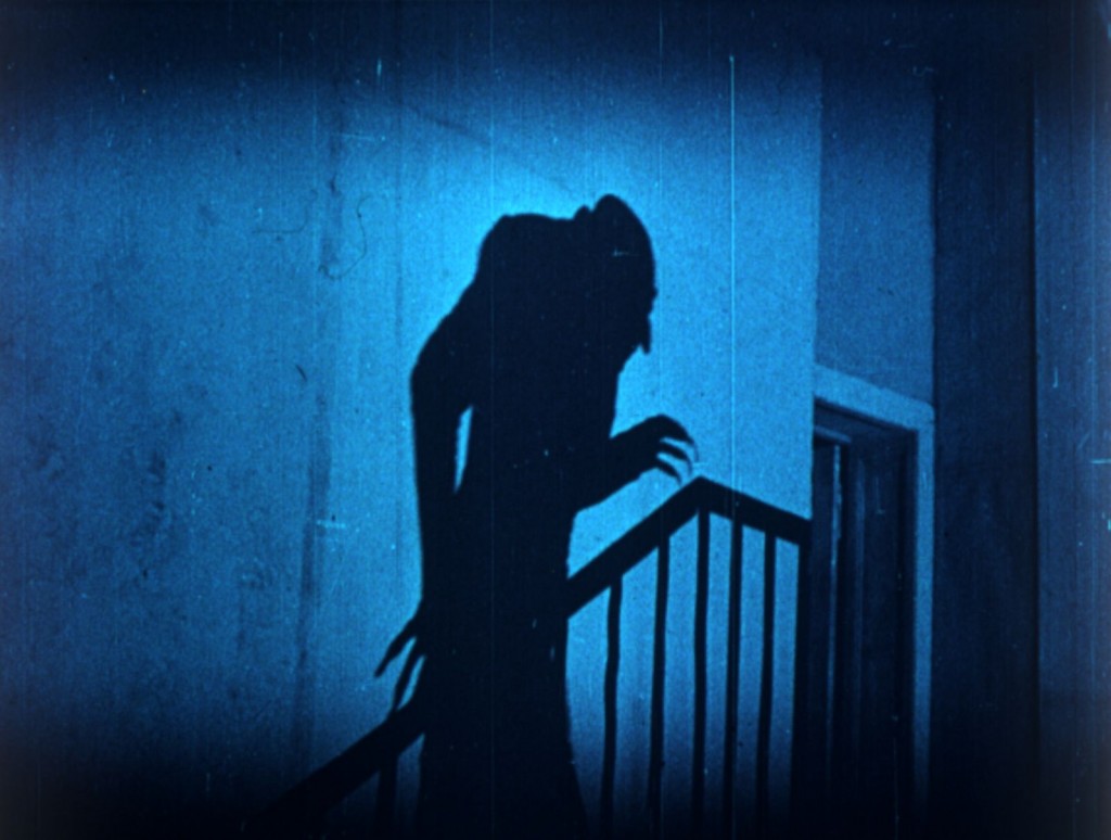 Nosferatu (1922) Max Schreck as Count Orlok climbing the stairs, UK BFI Blu-ray