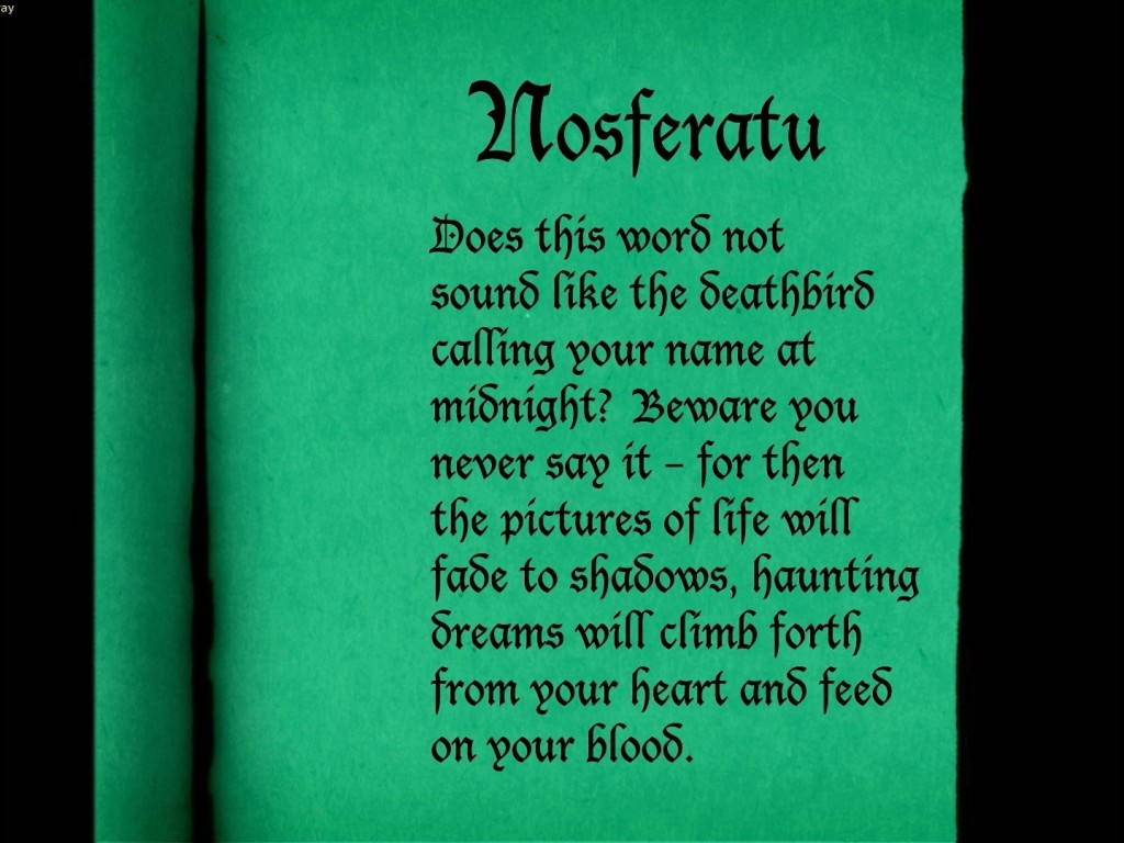 Nosferatu (1922), 2006 restoration English opening intertitle, US Kino Blu-ray