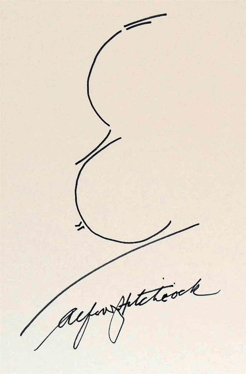 Alfred Hitchcock autographed caricature
