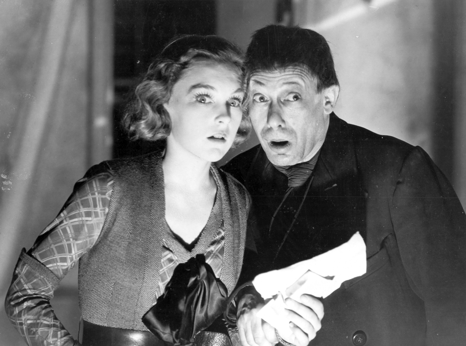 Ann Casson and Leon M. Lion in Number Seventeen (1932, dir. Alfred Hitchcock)