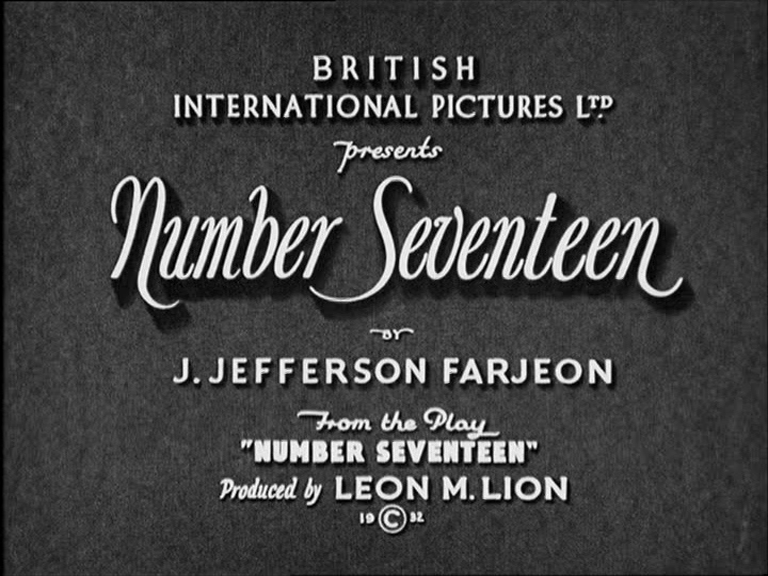 Number Seventeen (1932, dir. Alfred Hitchcock) main title, UK Optimum DVD screenshot