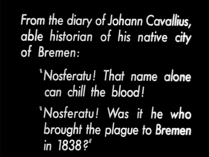 Nosferatu (1922), 1947 MoMA print English opening intertitle, public domain version
