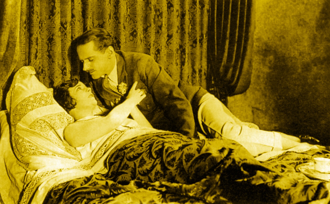 Virginia Valli and Miles Mander in The Pleasure Garden (1925, dir. Alfred Hitchcock)